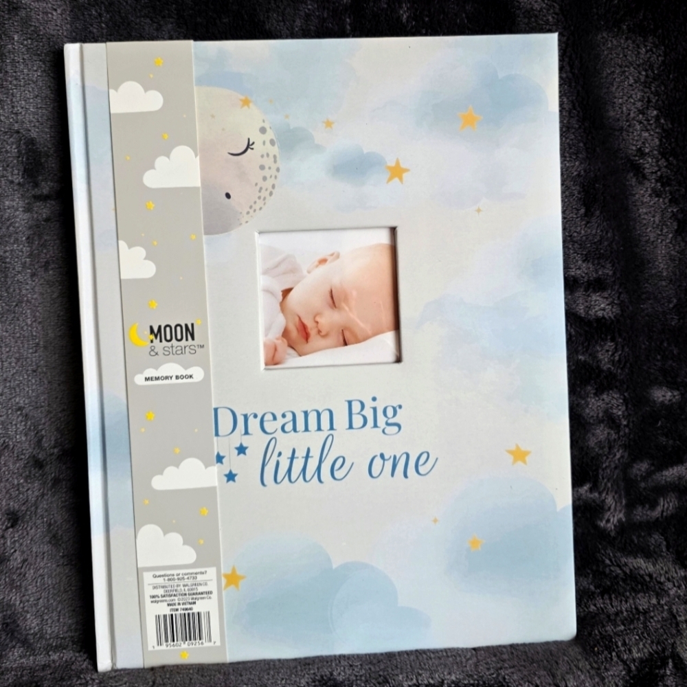 New Moon and Stars "DREAM BIG LITTLE ONE" Baby girl/ boy Memory Book